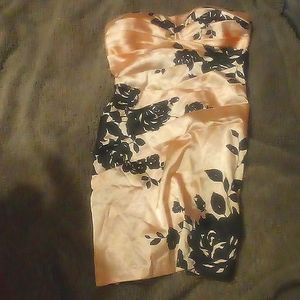 Pink &black strapless mini dress